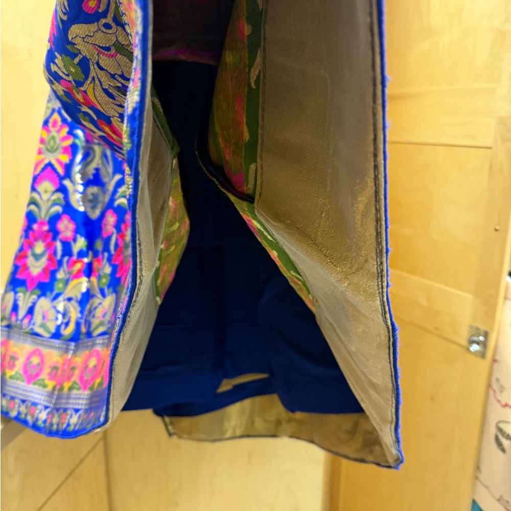 Elegant Floral Blue and Pink Skirt Lehenga - Picture 3 of 4